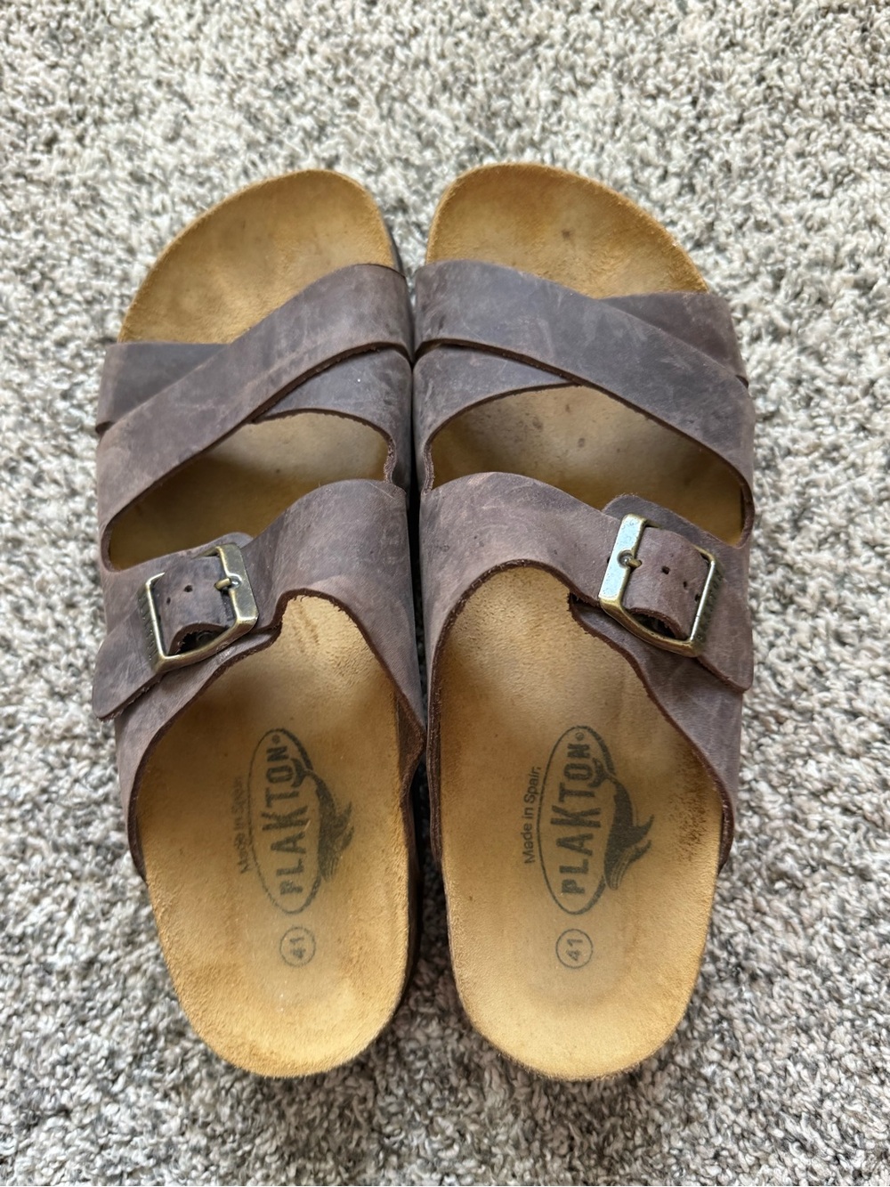 Women's Brown Crisscross Buckle Slide Sandals